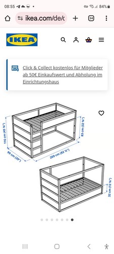 Ikea hochbett kura 90x200 - hochbett,