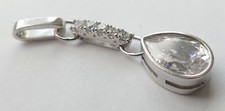Anhänger 6 geschliffene weiße Steine 925 Silber Vintage 70er Pendant silver