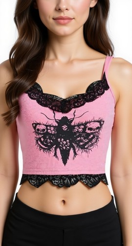 Gothic damen crop top - gothic, rosa