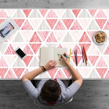 Tischunterlage Arbeitsunterlage wasserfest Rosa Dreiecke 120x60