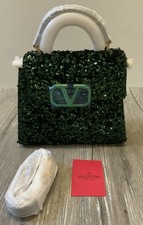 Valentino Handtasche Dunkelgrün Pailletten Tasche ca. 21x21x11cm (L1-28