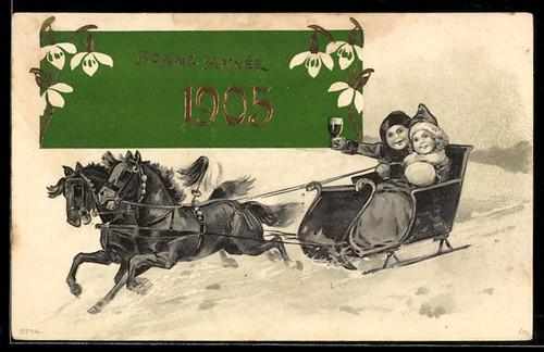 Ansichtskarte neujahrsgrüße - ansichtskarte,
