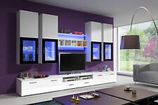 Wohnwand Anbauwand Wohnzimmer Schrankwand Hochglanz Aura I Led Grau Schwarz 07