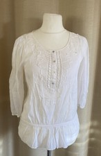 Zara romantische Sommer Bluse Tunika weiß mit Häkelspitze Größe 36