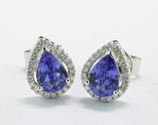 Tansanit Brillant Ohrstecker  18K / 750 Weißgold WERT 2.200 Euro Neu