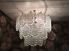 Murano Mazzega Eis Glas Lampe Vintage 70er Chandelier Italy Kronleuchter