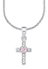 71610705/D3 AMOR Kette mit Anhänger rosa Herz, Kreuz, 2021302 neu