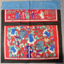 Set: 2x Chinesisches Seidentuch/Altartuch, Fu Lu Shou, Shishi, ca. 19./20. Jh.