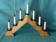 traditioneller Kiefer Holz Bogen Brücke Licht 7 Birnchen Fenster Weihnachtsdeko