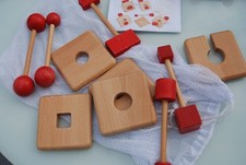 DUSYMA TUCKY Holzsteckspiel 1-5 Kinder, ab 8 Monaten Buchenholz Auge-Hand-Koord
