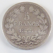 5 Francs, Louis Philippe I, Silber, 1835 A, Frankreich (5018)