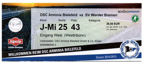Ticket pokal arminia - ticket, bielefeld