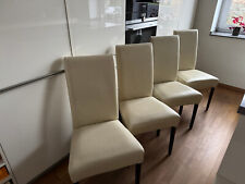 Effezeta, italien. Esszimmerstühle, 4er Set, beiges Leder, braunes Holz