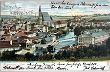 2/AK Krummau-Stadt-Böhmerwald-Tschechien-Koloriert-Kirche-beschrieben-gelaufen