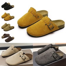 Unisex Wildleder-Clogs Slip-on-Pantoletten mit Korkfußbett Rutschfeste Sohle