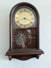 ❤️ KIENZLE Quartz Wanduhr Uhr Vintage Retro Holz Made in Germany Sonne Mond Deko