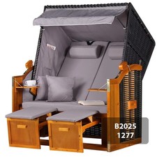 Strandkorb Ostsee Wacholder PE Schwarz Dessin Uni Grau B-Ware Strandkörbe