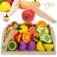 11x Holzspielzeug Essen für Kinder Küche, Schneiden von Obst und Gemüse Set DHL