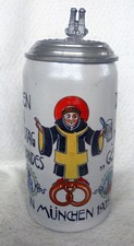 ALT Zunftkrug Bäcker Bierkrug Münchner Kindl München 1905 Zinn Krug Sammelkrüge