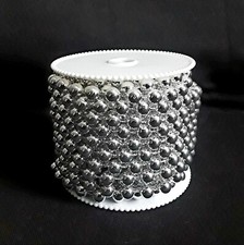 Weihnachtsbaum-Girlande mit Perlen/Kugeln in Silber (10 m)