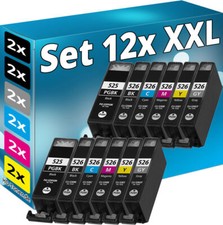 12 TINTEN PATRONEN für CANON PIXMA IX6550 MG6150 MG6250 MG8150 MG8250 525 526