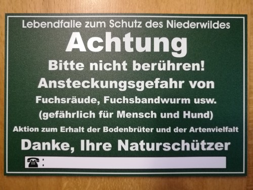 Hinweisschild für die