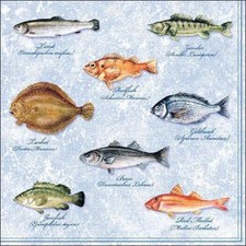 20 Servietten Fishes Fische Meer Natur Angeln Tischdeko 33x33cm