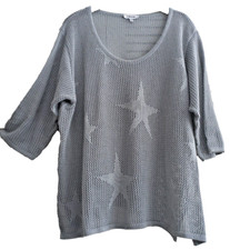 Pullover Gr.46 grau leicht durchbrochen 3/4 Arm Rundhals Baumwolle KjBrand