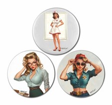 Kühlschrankmagnet - 3er Set – Pin-Up Girls – Vintage at work – Rockabilly Retro