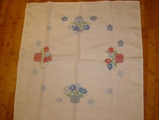 Mitteldecke Handarbeit Tischdecke Kreuzstich Fertig gestickt Blütenkorb gepflegt