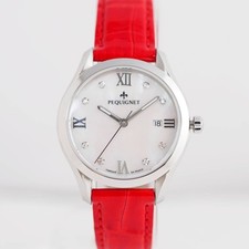 PEQUIGNET ELEGANCE LADY 8000503CR Quarz Diamant Uhr Silber JP