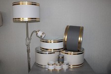 Stehlampe 2 x Lampenschirm Gold Ersatzschirm Hotel E27 E 27 Textil Schirm