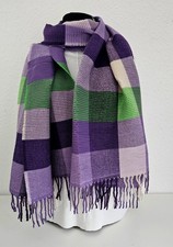 XXL Winterschal Tuch Schal Fransen weich lang kariert Lila Flieder Beige Grün