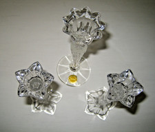 2 Kerzenständer aus Glas + 1 K.ständer aus Bleikristall (13,5 cm + 15,5 cm)