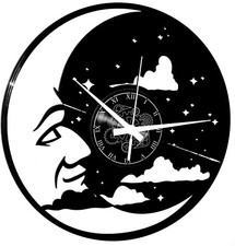 Vinyl Wanduhr - Mond Night -