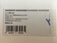 Authentics Wardrope Garderobenseil Garderobe 3m länge  weiß / mittelblau 8080656