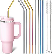 8x Edelstahl Trinkhalme 30cm