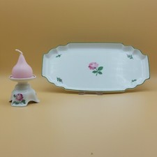 Augarten Wien  2 Teile Wiener Rose -  Kuchen - Servierplatte und Kerzenhalter