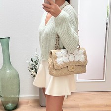 CHANEL Raffia Jumbo Flap Bag
