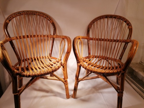 Korbsessel bambus rattan - 2x,