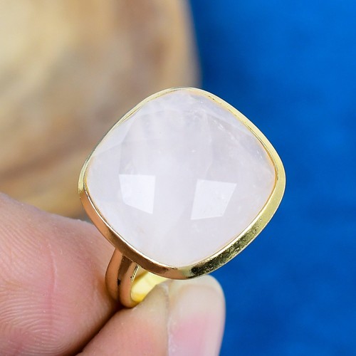 Quadratischer ring rosenquarz - quadratischer,