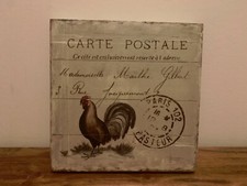 be- Bild Leinwand auf Holz Druck Carte Postale Hahn - Landhaus Vintage Wandbild