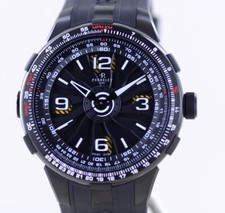 Perrelet Uhr Turbine Pilot black PVD Kautschuk 48mm Automatic rar B+P