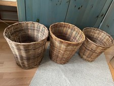 3 Papierkörbe aus Korbgeflecht