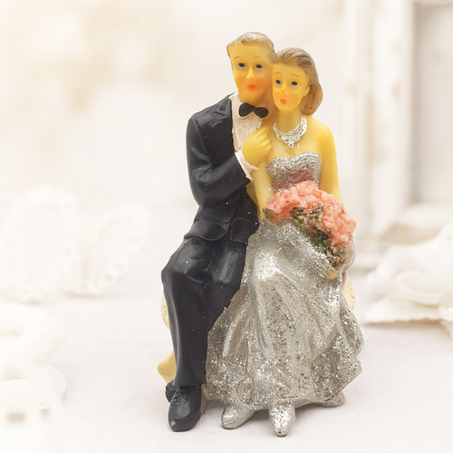 Dekofigur silberhochzeit 9x4cm - dekofigur,