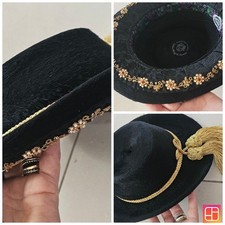 Trachten Hut Gold Quaste Unikat Velours NEU Bestickt Dirndl Bayrisches Original