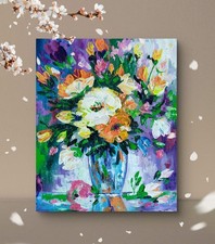 Original Blumen Acryl Gemälde