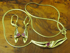 Gelbgold Rubin Schmuckset / 8kt 333 Gold / 0,04ct Diamant / 1,15ct Rubin / 9,9g