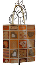 Stoffbeutel, Einkaufstasche "Herzen, Quadrate", selbst genäht