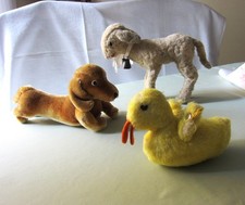 3 ältere Steiff Plüschtiere - Dackel Hexie - Ente Picci - Lamm Lamby